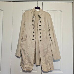 Women's The Porter Collective Open Front Jacket Raw Edges Beige Size M READ